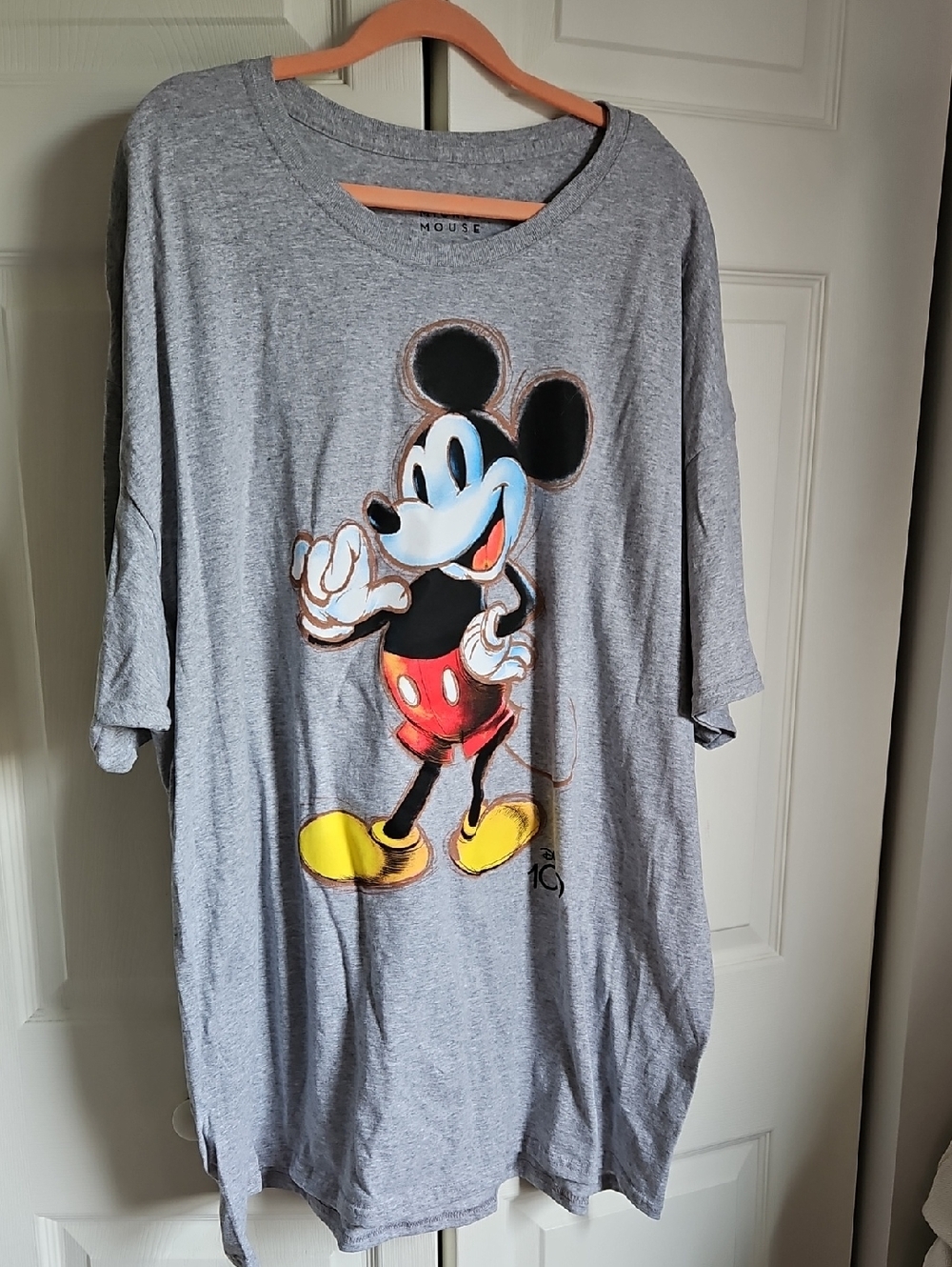 Disney Gray Mickey Mouse Logo Tee with Black Print
